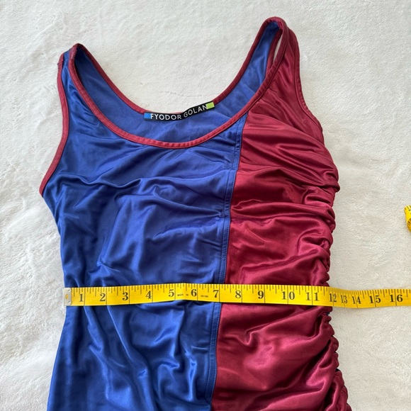 Fyodor Golan Rare Red Blue Bordeaux Bodycon Ruched Abstract Mini Dress Resort - Picture 4 of 7